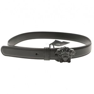 NWT $495 Versace Black Belt w/ Black Medusa Buckle